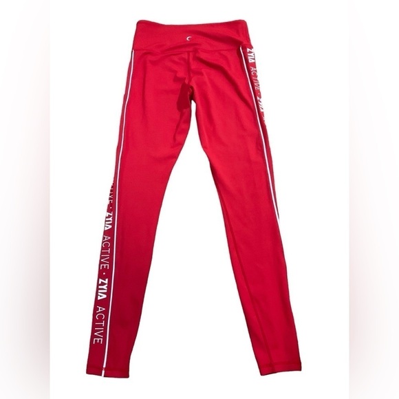 Zyia Active Red Logo Stripe Light n Tight Hi-Rise Legging 28” Sz 6-8 Medium - Picture 2 of 9